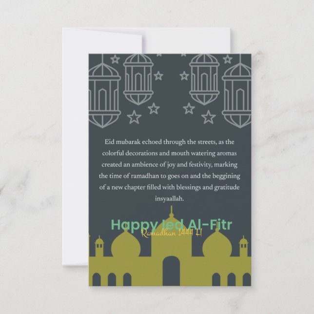 Cartão De Agradecimento Happy Ramadan Eid Al-Fitr Card (Frente)
