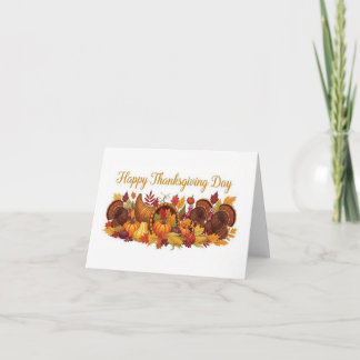 Cartão De Agradecimento Happy Thanksgiving Day — Harvest & Turkey Greeting