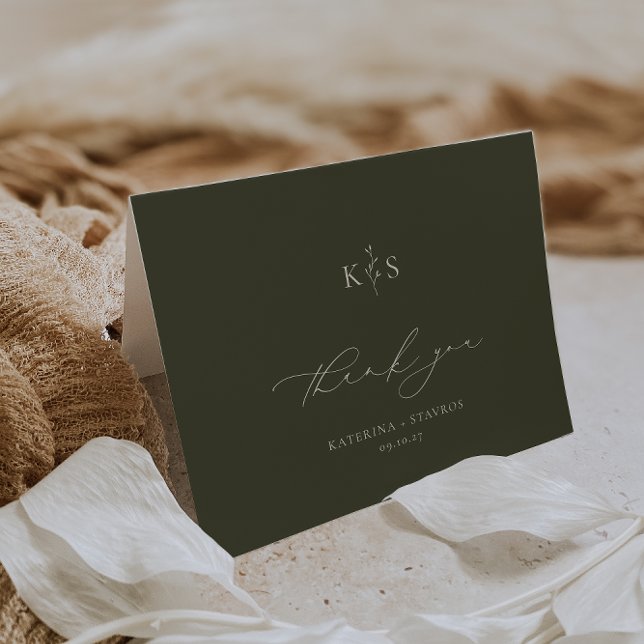 Cartão De Agradecimento HARMONY Olive Wedding Photo (Criador carregado)