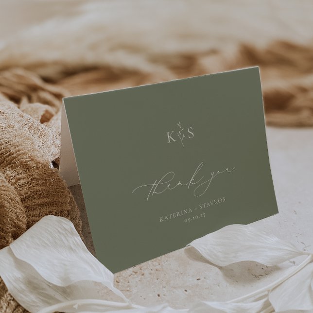 Cartão De Agradecimento HARMONY Sage Green Wedding Photo (Criador carregado)
