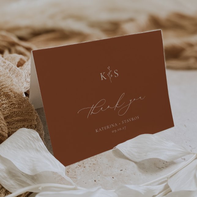 Cartão De Agradecimento HARMONY Terracotta Foto De Casamento (Criador carregado)