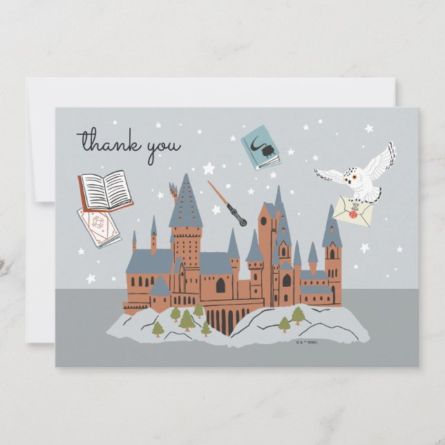 Cartão De Agradecimento Harry Potter Hogwarts Castle Baby Shower Thank You (Frente)
