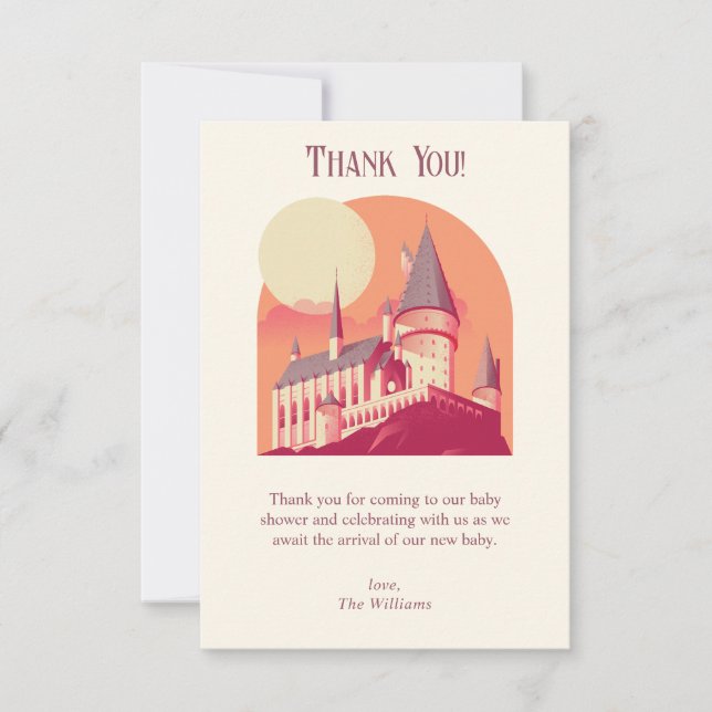 Cartão De Agradecimento Harry Potter | Hogwarts Girl Baby Shower (Frente)