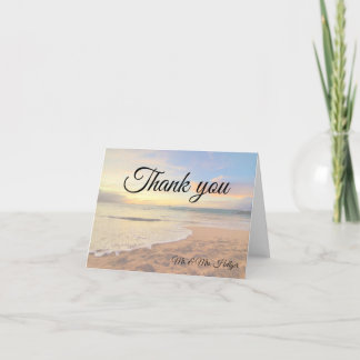 Cartão De Agradecimento Hawaii Sunset on the Beach Wedding Thank You