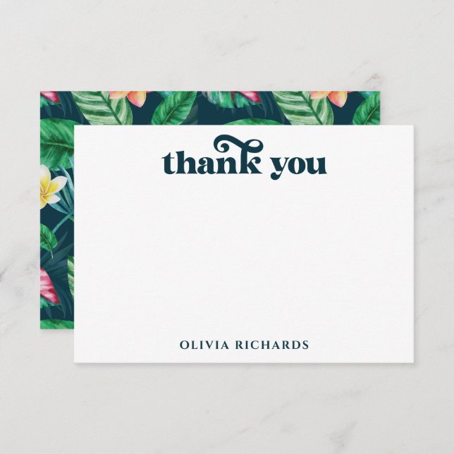 Cartão De Agradecimento Hawaii Tropical Palm Deixa Luau Chá de panela (Frente/Verso)