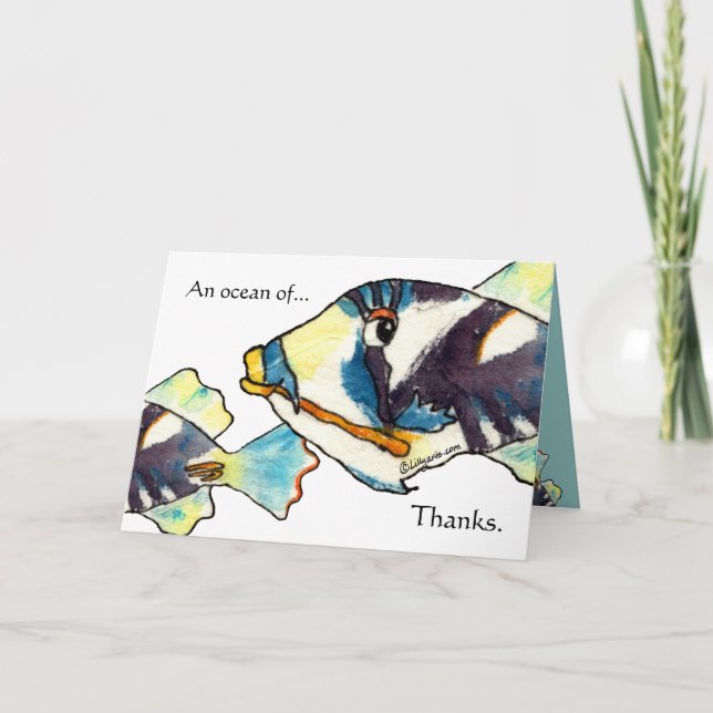 Cartão De Agradecimento Hawaiian Cartoon Fish Thank You Cards (Frente)