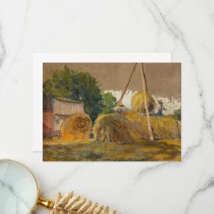 Cartão De Agradecimento Haystacks e Red Barn por Grant Wood