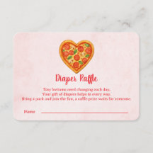 Heart Shaped Pizza Diaper Raffle Insert | Red