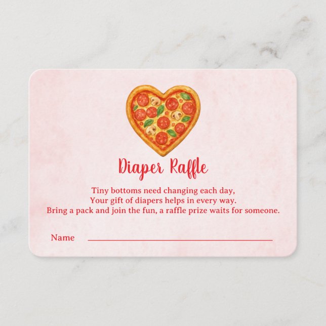 Cartão De Agradecimento Heart Shaped Pizza Diaper Raffle Insert | Red (Frente)
