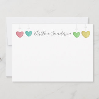 Cartão De Agradecimento Heart Thank You Note Card Personalized Stationery