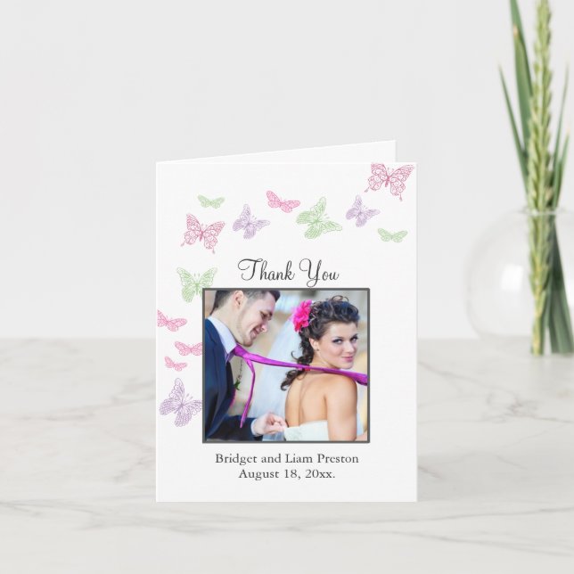 Cartão De Agradecimento Heart's a Flutter Wedding Thank You Card (Frente)