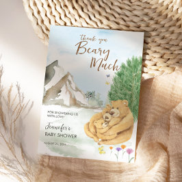 Cartão De Agradecimento Heartwarming Beige Mountain Bear Family Beary Much