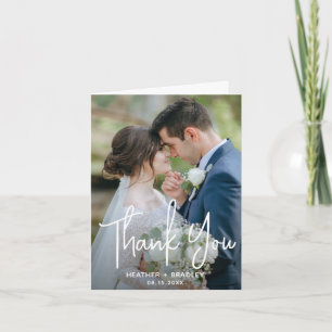 Cartão De Agradecimento Heather Elegante Casamento Moderno Mínimo