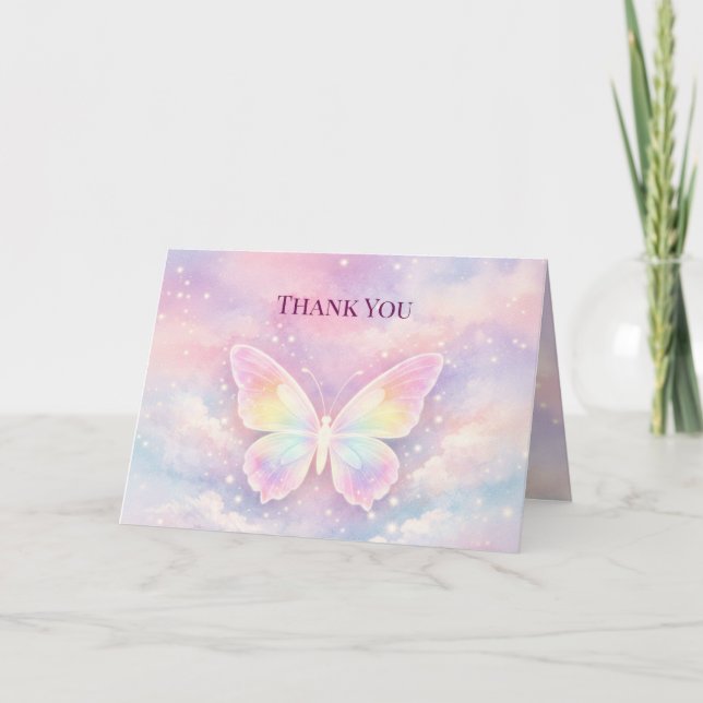 Cartão De Agradecimento Heavenly Butterfly Memorial Thank You Card (Frente)