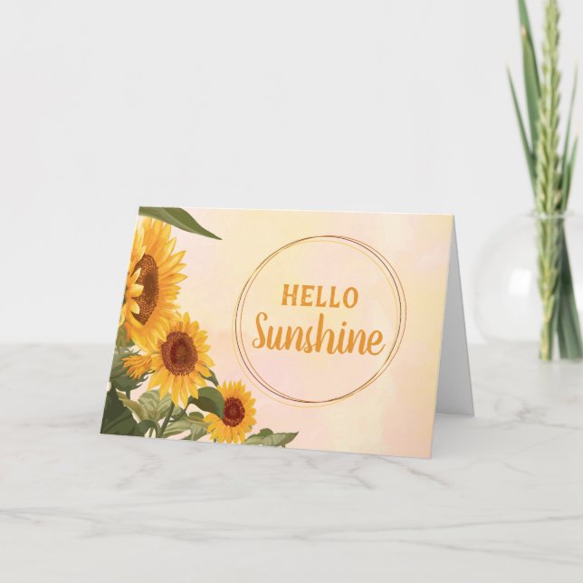 Cartão De Agradecimento Hello Sunshine Watercolor Sunflower Notecards (Frente)