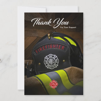 Cartão De Agradecimento Helmet & Jaqueta do Firefighter Obrigado Cartão-po