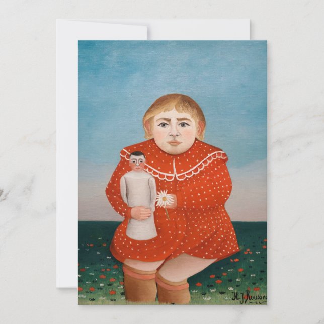 Cartão De Agradecimento Henri Rousseau - Criança com uma Doll (Frente)