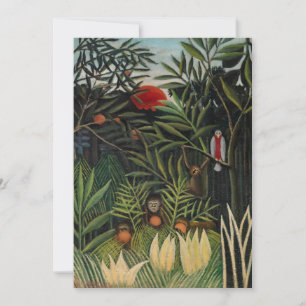 Cartão De Agradecimento Henri Rousseau - Macacos & Papagaio na Floresta Vi