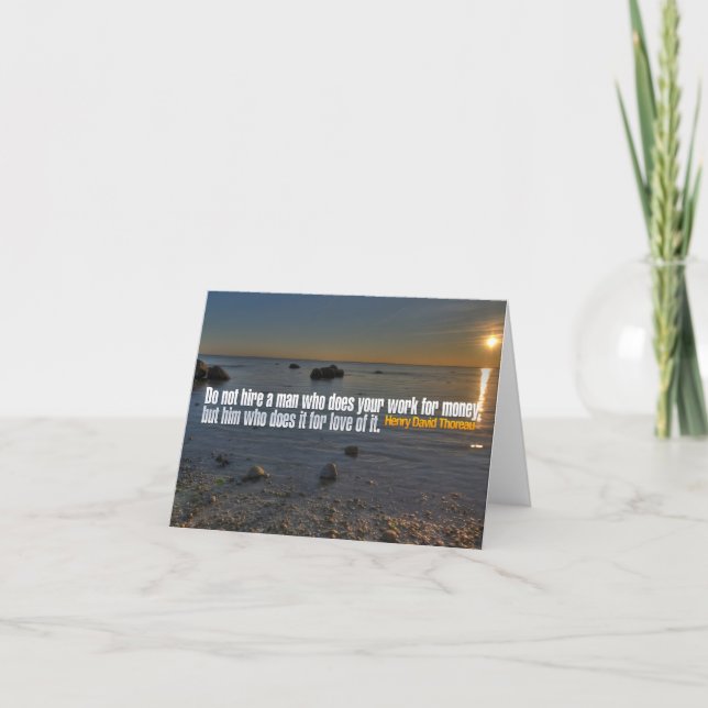 Cartão De Agradecimento Henry David Thoreau Citação Inspiracional "Trabalh (Frente)