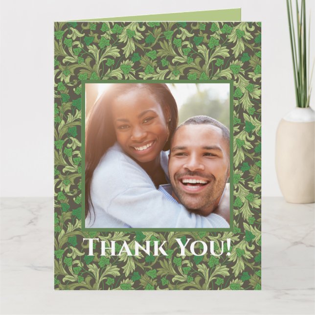 Cartão De Agradecimento Hera Inglesa Antiga Verde Crescendo em Treliça (Frente)