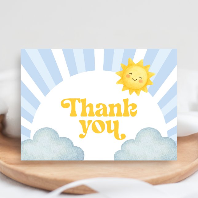 Cartão De Agradecimento Here Comes the Son Baby Shower (Here Comes the Sun Baby Shower Thank You Card)