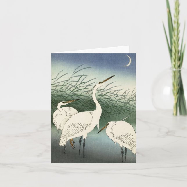 Cartão De Agradecimento Herões em Shallow Water por Ohara Koson (Frente)