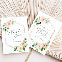 Hexagon Dourado Frame Blush Floral Rosa Obrigado