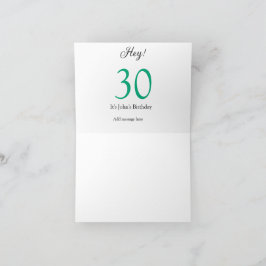 Cartão De Agradecimento Hey it's 30th birthday green black bold letter nam