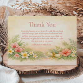 Cartão De Agradecimento Hibiscus Floral Graduation Party