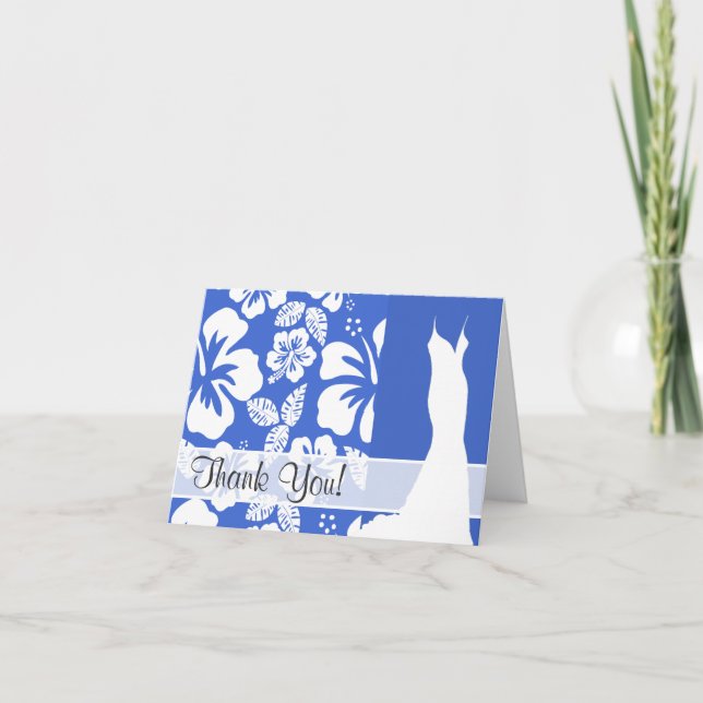 Cartão De Agradecimento Hibiscus tropical havaiano azul de Han (Frente)