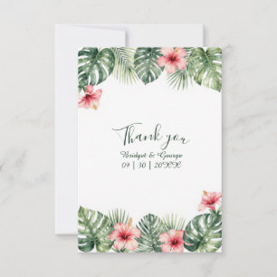 Cartão De Agradecimento Hibiscus Vintage Havaí Floral Tropical Casamento