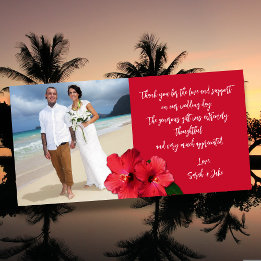 Cartão De Agradecimento Hibiscus Wedding Photo Budget Thank You Cards