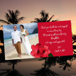 Cartão De Agradecimento Hibiscus Wedding Photo Budget Thank You Cards