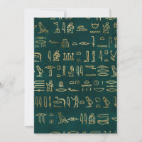 Hieróglifos Egípcios Dourado Verde Antigo Egito