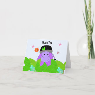 Cartão De Agradecimento Hipopótamo Roxo Obrigado