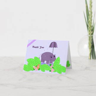 Cartão De Agradecimento Hipopótamo Roxo Obrigado