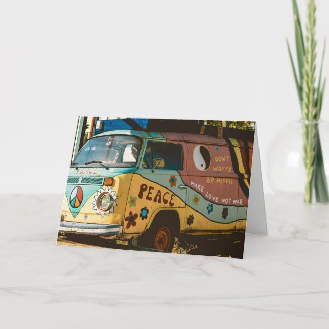 CARTÃO DE AGRADECIMENTO HIPPIE VAN FUNNTING BREETING BIRTHDAY (Frente)