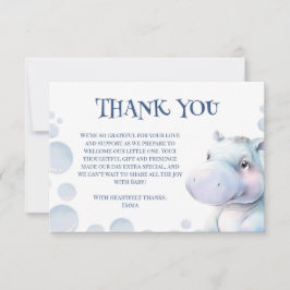 Cartão De Agradecimento Hippo Themed Chá de fraldas