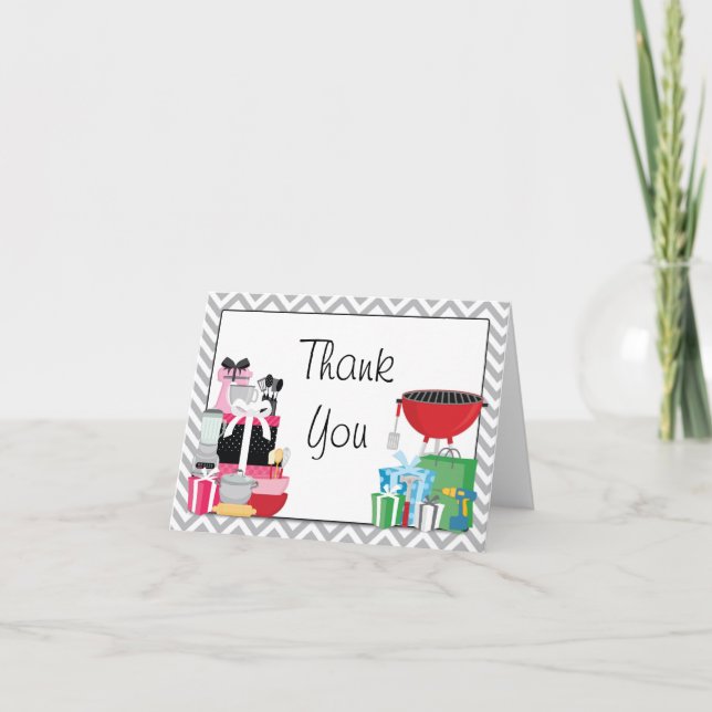 Cartão De Agradecimento His and Hers Couples Wedding Shower Thank You Card (Frente)