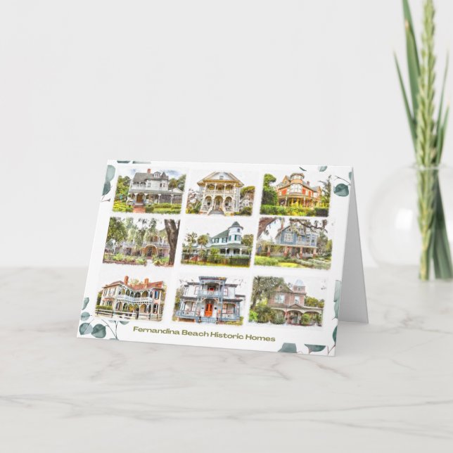 Cartão De Agradecimento Historic Homes of Fernandina Beach 5x7 Note Card (Frente)