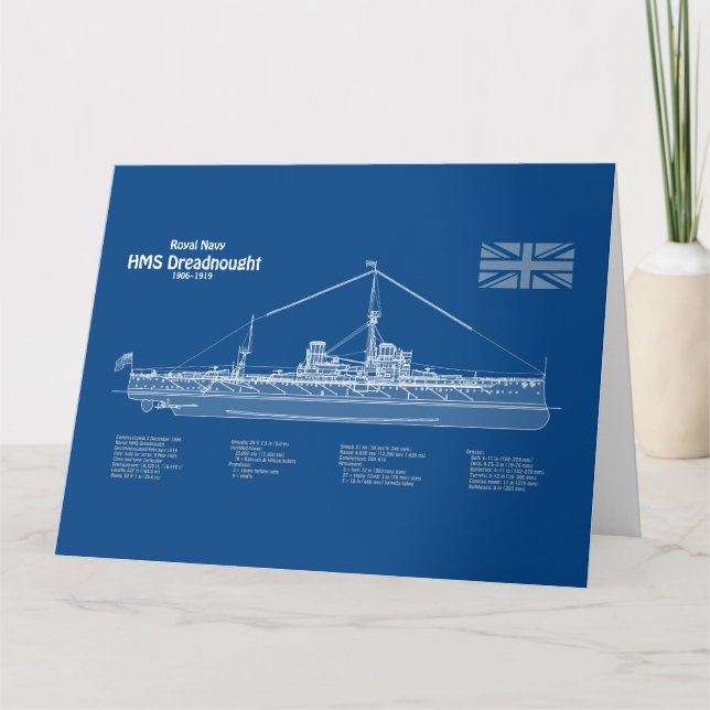 Cartão De Agradecimento HMS Dreadnled - Entregar ABD de Blueprint (Frente)