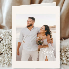 Cartão De Agradecimento Hochzeitshandschrift Danke 3 Fotos Elegant Beige