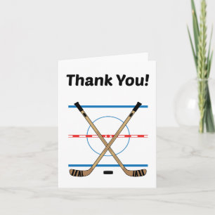 Cartão De Agradecimento Hockey Obrigado Tocas de Hockey no Center Ice
