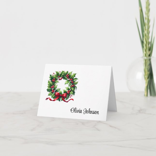 Cartão De Agradecimento Holiday Custom Name Folded Note Cards (Frente)