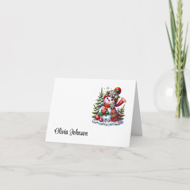 Cartão De Agradecimento Holiday Custom Name Folded Note Cards (Frente)