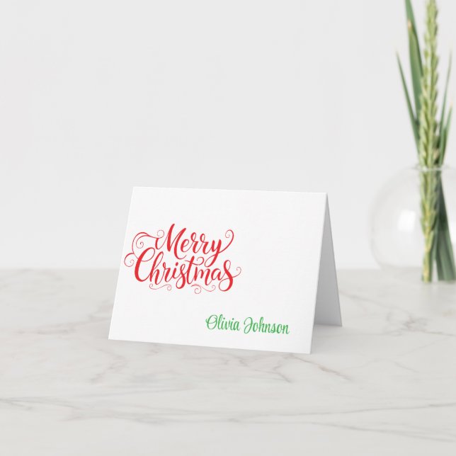 Cartão De Agradecimento Holiday Custom Name Folded Note Cards (Frente)