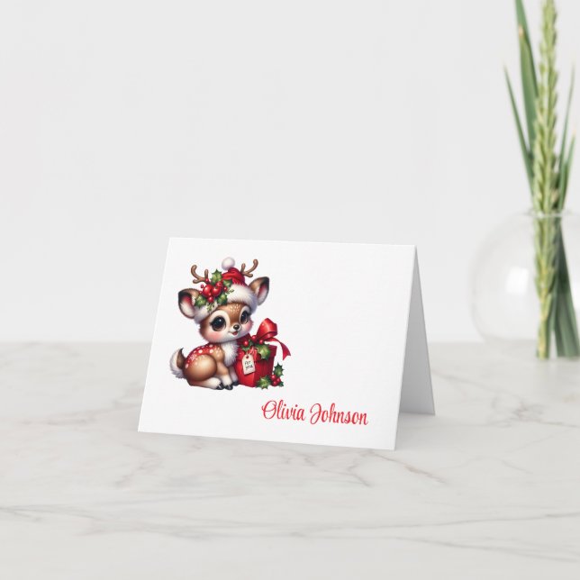 Cartão De Agradecimento Holiday Custom Name Folded Note Cards (Frente)