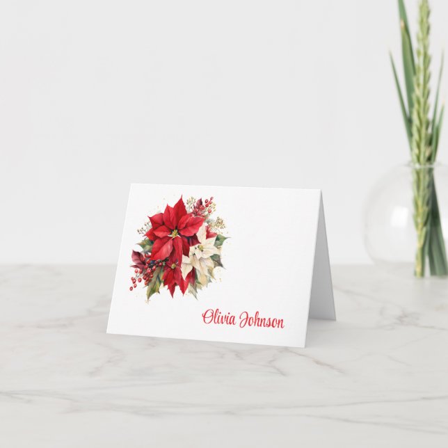 Cartão De Agradecimento Holiday Custom Name Folded Note Cards (Frente)