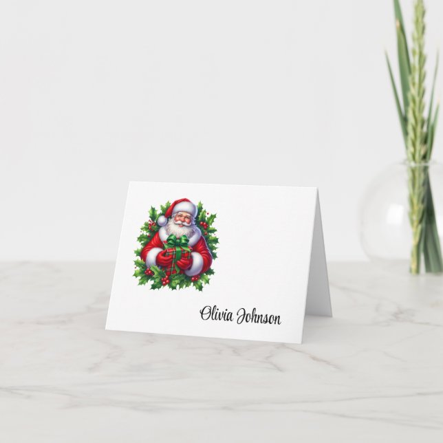Cartão De Agradecimento Holiday Custom Name Folded Note Cards (Frente)