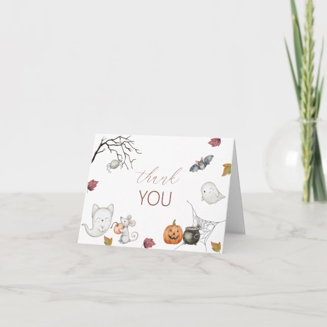 Cartão De Agradecimento Holloween Spooktacular Party Watercolor Baby Showe (Frente)